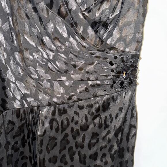 Vintage CHETTA B Evening Black Leopard Date Night Cocktail Dress Size 10 - Picture 2 of 6